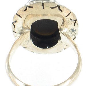 Vintage Sterling Silver Mexico Onyx Aztec Design Oval Cab Ring 6.5 1960s image 5