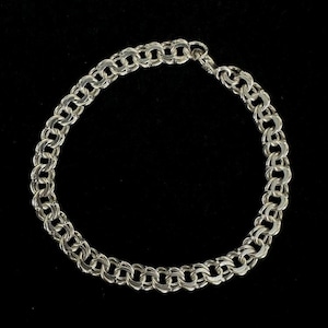Vintage Sterling Unique Figure 8 Double Link Chain Bracelet 7.25”