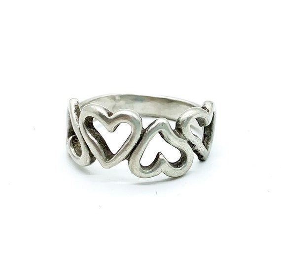 Sterling silver heart Pansy Ring 7.25