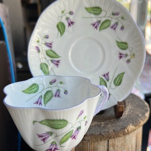 Vintage Shelley Porcelain Campanula Purple Tea Cup and Saucer Bone China England/  Good Gift/ Gift for Her/Vintage Shelley/Dainty/ Gift