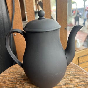 Antique Wedgwood Black Basalt Teapot England Rare Mourning Victorian