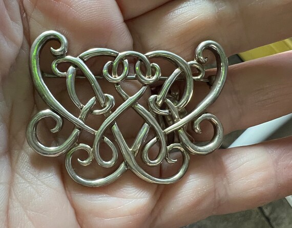 Antique Art Nouveau Sterling Love Knot Interwoven… - image 5