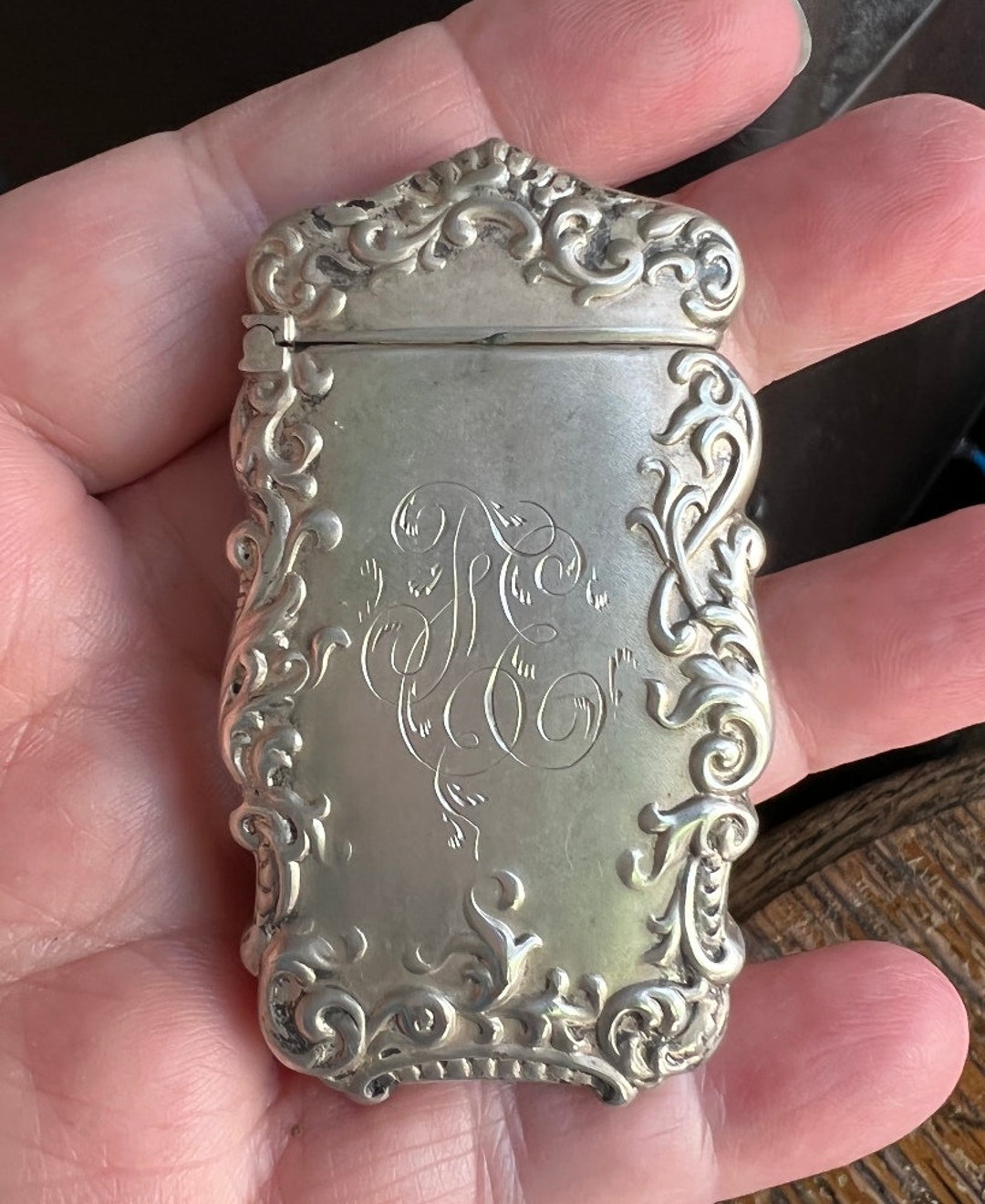 Antique Sterling Silver Vesta Match Safe Case Repousse Victorian With ...