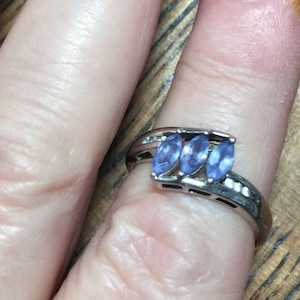 Vintage Sterling .54Ct Marquise Rose De France Amethyst & Bypass Topaz Ring 7.5/Bypass Ring/Sterling Amethyst Ring/Rose De France /Good Gift
