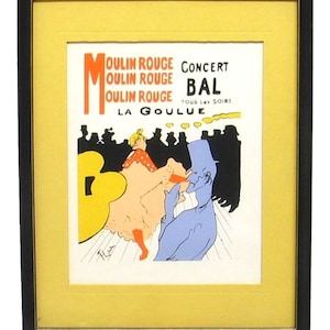 Vintage Toulouse Lautrec Moulin Rouge Print Silk Screened Modern Classics NY 50s