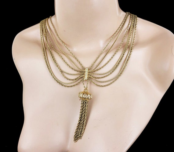 Vintage Runway Hattie Carnegie 7 Chains Draping Fr