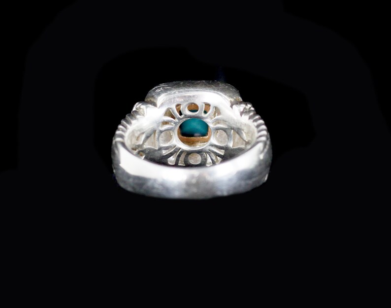 Vintage Carolyn Pollack Sterling Silver 14k Twisted Rope Turquoise Ring 7 Southwestern Rope Twisted 925 turquoise Ring Designer Ring