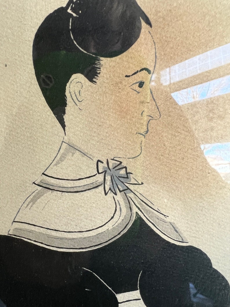 Arte popolare americana primitiva antica Stampa del 1920 del dipinto del 1836 - Lutto Betsy Tuttle Davis/ Bel regalo/ Cornice antica/ Stampa/ Bel regalo immagine 2