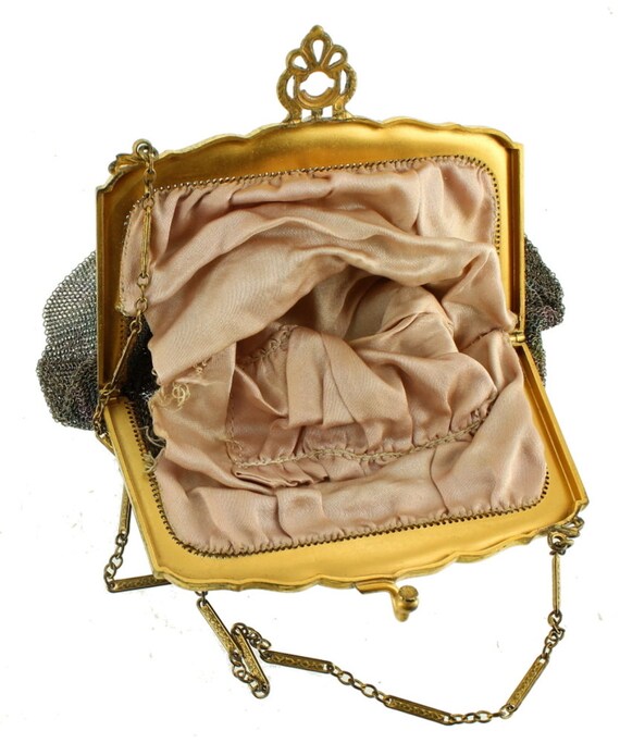 Antique Fringe Colored Mesh  Purse Ornate Frame C… - image 5