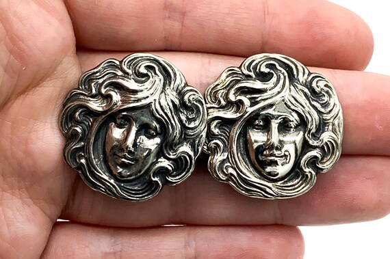 Vintage Art Nouveau Revival Sterling Silver Woman… - image 4