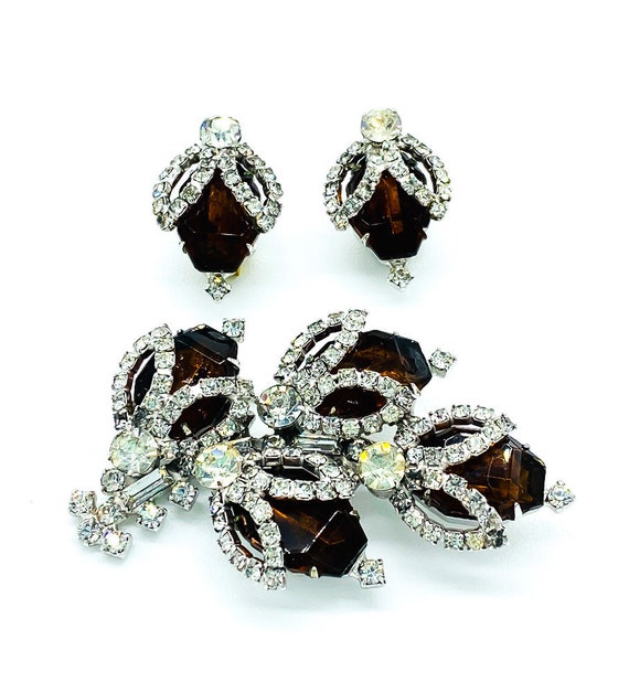 Vintage Mid Century Hobe Diamond & Smokey Quartz C