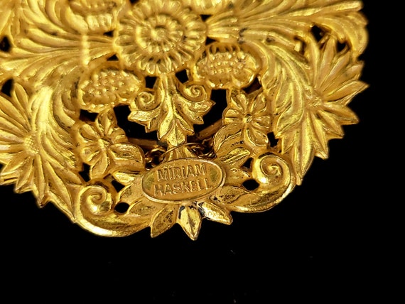 Vintage Miriam Haskell Red Enamel Floral Brooch -… - image 7