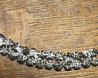 Vintage Weiss Silvery Smoky Diamond Paste Rhinestone Silver Plate Bracelet 7.5"/Good Gift/ Gift for Her/ Gift for Him/ Weiss Bracelet/ Gift