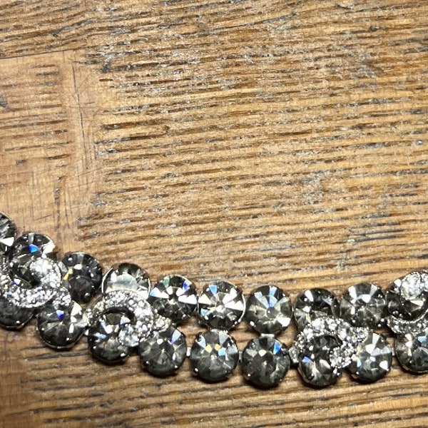 Vintage Weiss Silvery Smoky Diamond Paste Rhinestone Silver Plate Bracelet 7.5"/Good Gift/ Gift for Her/ Gift for Him/ Weiss Bracelet/ Gift