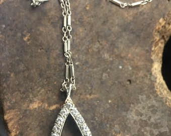Vintage halverwege de eeuw 14k witgouden VVS1-2 0,75 cttw diamanten druppelketting 15"/ 14k witgouden diamant/goed cadeau/cadeau voor haar/cadeau