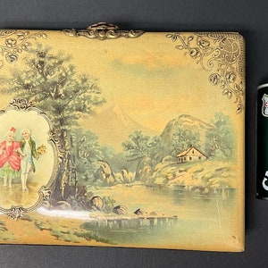 Antique Photo Album Celluloid Cover w Children Country Scene Velvet Victorian/ Good Gift/ Antique Photography Album/ Gift/Birthday Gift