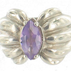 Vintage Sterling ring/Rose De France 1ct Amethyst ring/Marquise Scalloped Ring Sz 6 Pretty/Amethyst ring/Rose De France Ring/Rose De France
