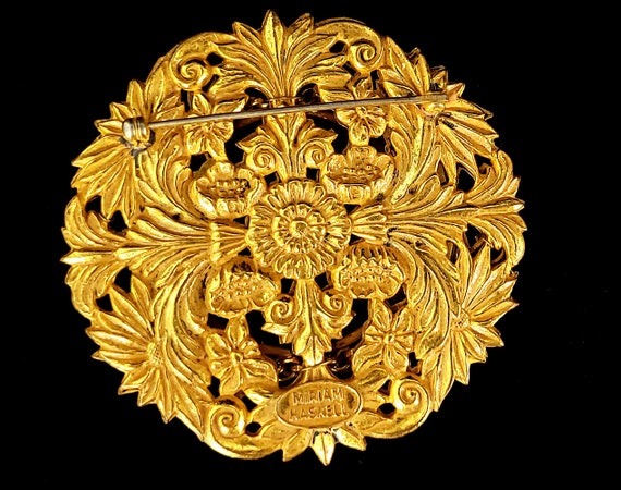 Vintage Miriam Haskell Red Enamel Floral Brooch -… - image 6