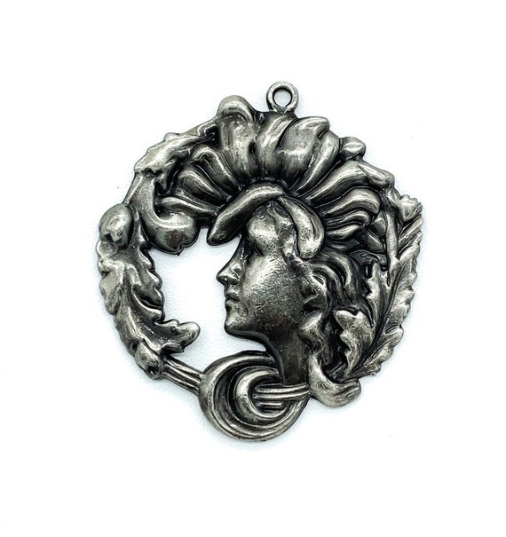 Vintage Art Nouveau Revival Silver Plated Lady Le… - image 1