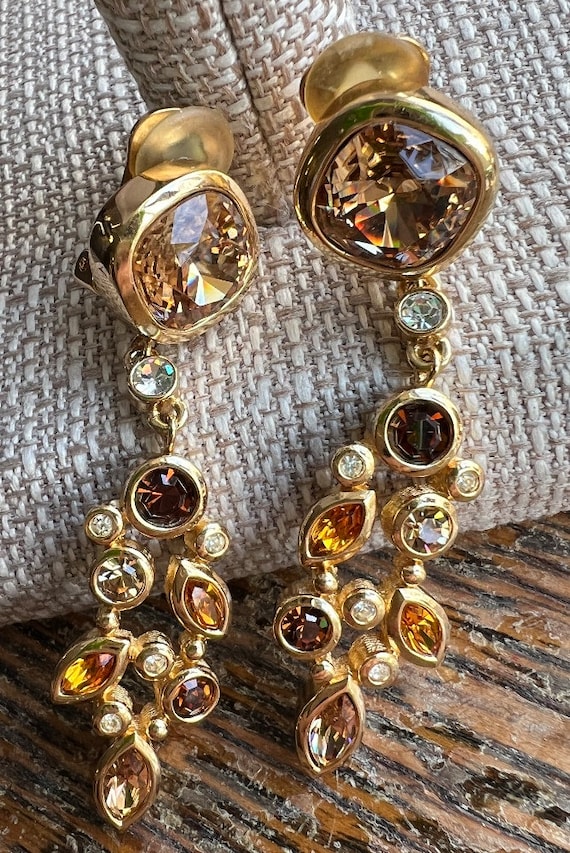 Rare Vintage Christian Dior Gold Plated Topaz Cle… - image 1