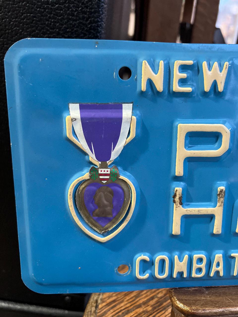 Vintage New Jersey Combat Wounded Purple Heart License Plate C
