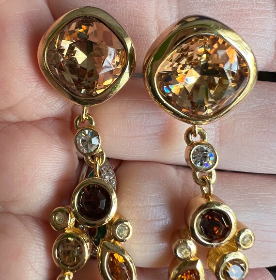 Rare Vintage Christian Dior Gold Plated Topaz Cle… - image 9