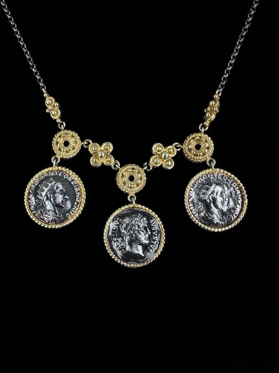 Vintage Sterling Gold Vermeil Ancient Roman Silver
