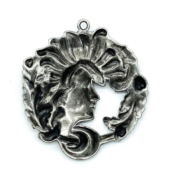 Vintage Art Nouveau Revival Silver Plated Lady Le… - image 3