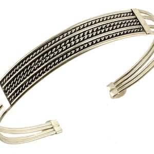 Vintag eMCM Sterling Soft Bendable Rope Twist Wire Cuff Bracelet Adjustable 7&quot;/ Good Gift/ Cuff Bracelet/ Sterling Cuff/ Gift for them/Gift