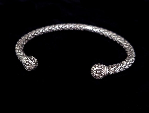 Vintage Sterling Silver Bali Weaved Braided Desig… - image 2