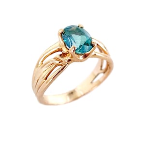 Estate 14k Rose Gold 1.14ct Green Blue Spinel Organic Vines Ring s6.5 / Spinel Jewelry / 14k gold Jewelry / Gemstone Jewelry / Gifts for her