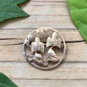 Antique Austrian Art Nouveau Vienna Secession 800 Silver Circle Pin Brooch/ Antique Austrian Art Nouveau Brooch/ Vienna Secession Brooch