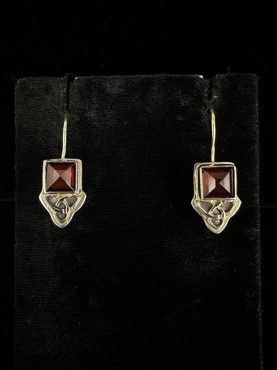 Vintage Sterling Gold Filled Garnet Celtic Trique… - image 1