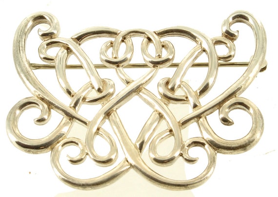 Antique Art Nouveau Sterling Love Knot Interwoven… - image 1