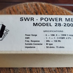 TEI SWR Power Meter Model 28-200 Standing Wave Bridge & Field Strength Indicator/New Old Stock/Ham Radio/CB??Good Instrument