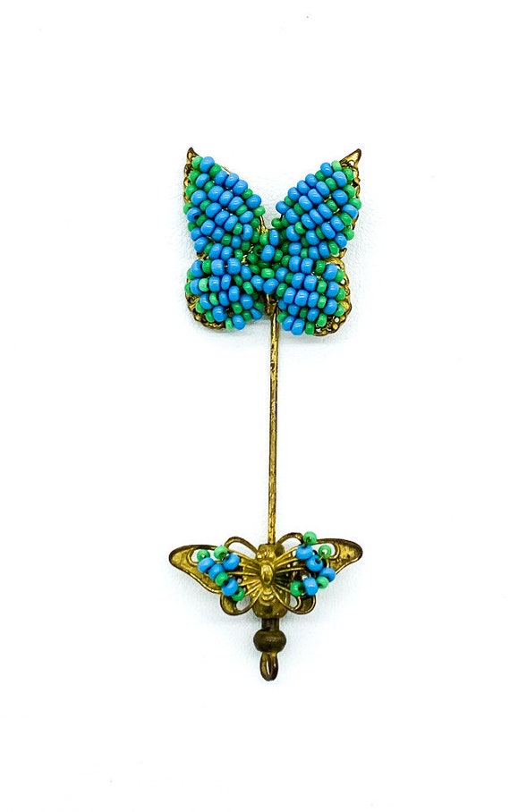 Antique Miriam Haskell Turquoise Blue Seed Bead B… - image 1