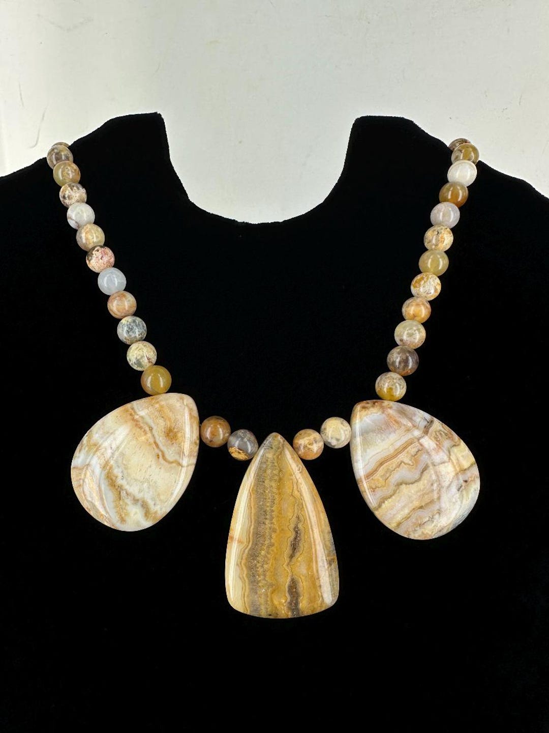 Vintage Sterling Jay King Java Lace Agate Beaded Necklace 21” - Etsy