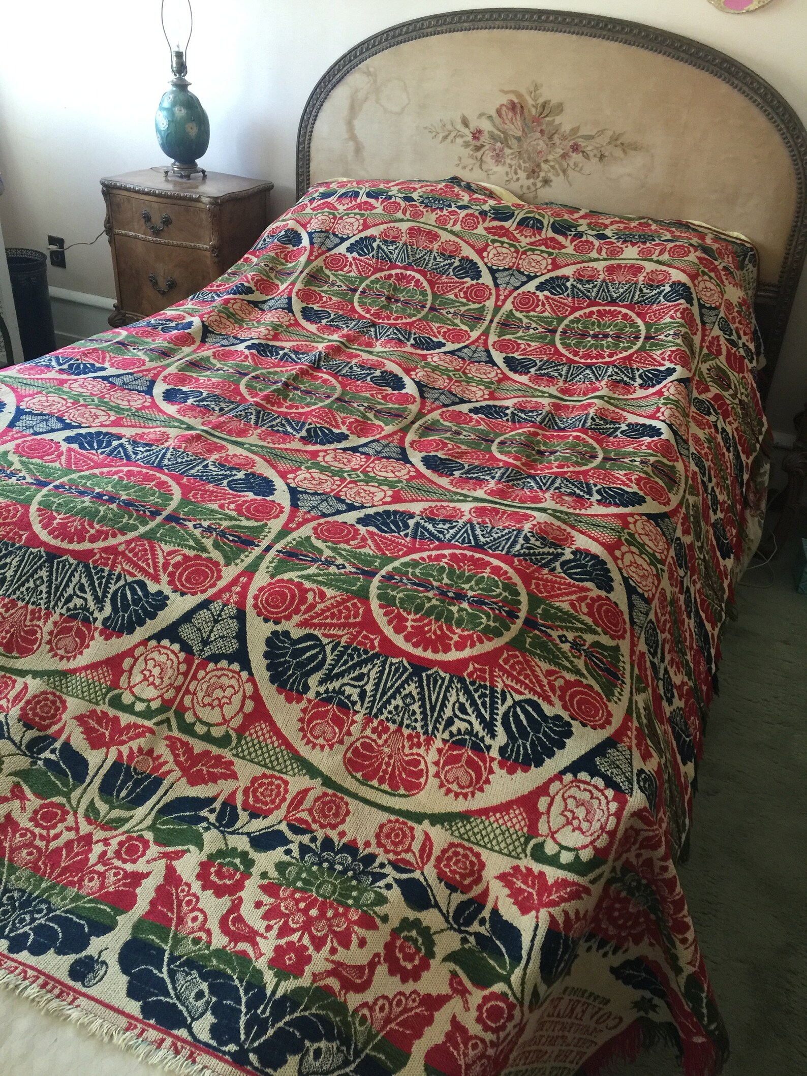 Antique 1850 Jacquard Coverlet Blanket Seifert Mechanicsburg Etsy