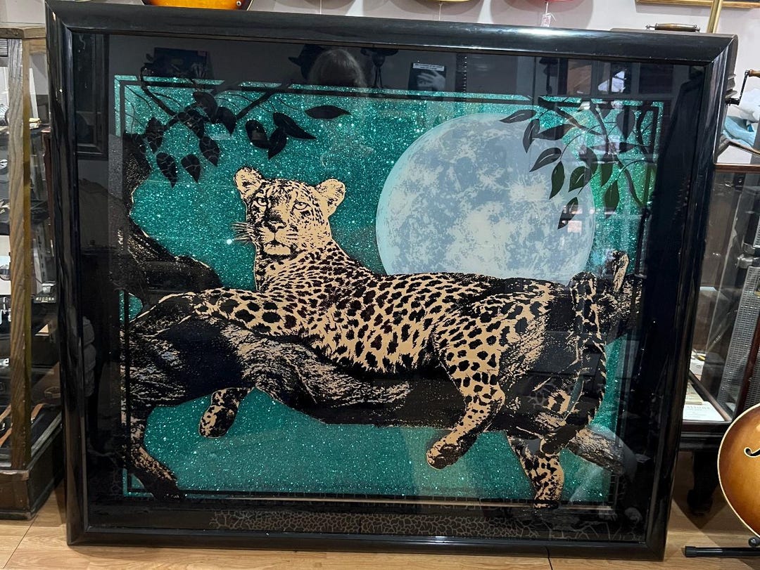 Vintage Leopard Reverse Painting on Glass: Africa Safari Decor - Etsy