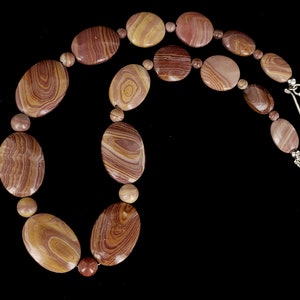 Vintage Sterling Banded Sandstone Jay king Desert Trading Bead Necklace 18.5-21.5” / DTR Jewelry / Gemstone Jewelry / Silver Necklace