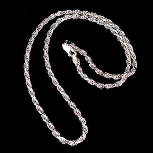Vintage Sterling Silver Italian 2mm Thick Rope Disco Chain Necklace 18” / Sterling Necklace / Silver Chain / Vintage Jewelry / Unisex Gifts