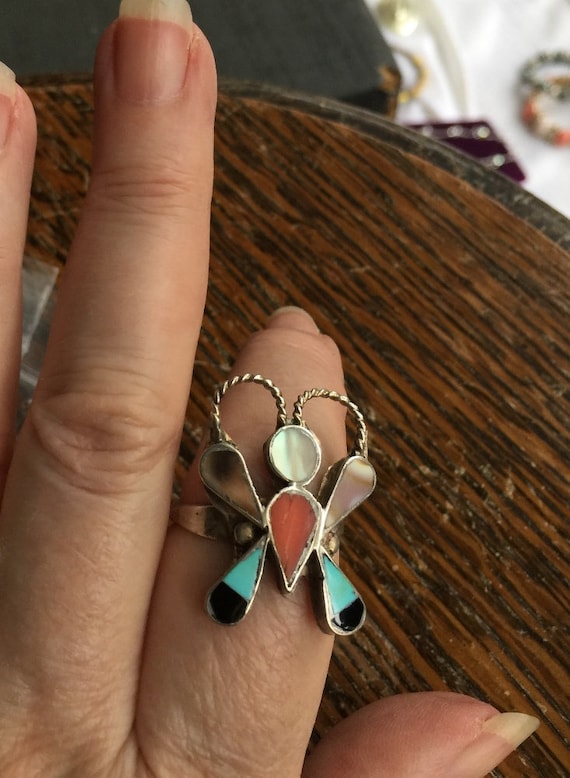 Rare Vintage Zuni Turquoise Channel Coral 'Complete Shell' Ring Rare Vintage Zuni Turquoise Channel Coral 'Complete Shell' Ring