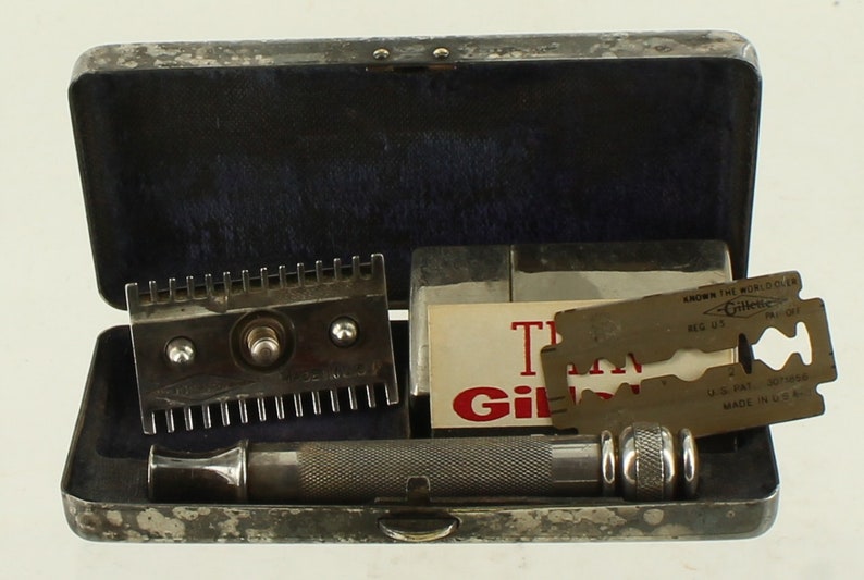 Antique Gillette Safety Razor Shaving Pocket Edition Silver Etsy