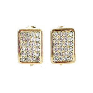 Vintage Gold Ton Christian Dior Mid Century Diamant Strass Ohrringe .5 ” / Geschenke für sie / Christian Dior Schmuck / Designer Schmuck