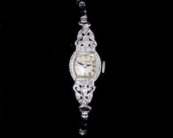 Vintage MidCentury Modern Bulova .78cttw Diamond Filigree Ladies Watch Stretch /Bulova Jewelry / Diamond Jewelry / Gifts for her / Good Gift