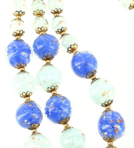 Statement Antique Deco/ Venetian  beads/Blue & Go… - image 4
