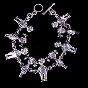 Vintage Sterling Silver Multi Charm Boy Girl Kids Charm Bracelet 7” / Charm Jewelry / Cute Charm Bracelet / Vintage Jewelry / Gifts for her