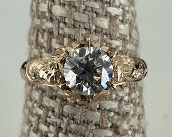 Antieke Victoriaanse roségouden halfkaraat diamanten solitaire ring 5,5"