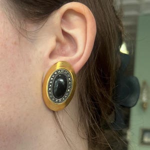 Vintage Judith Jack Sterling Marcasite Onyx Clip Earrings