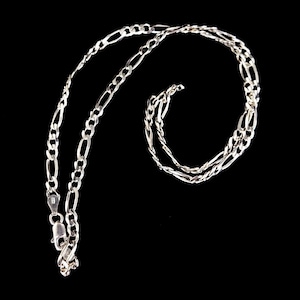 Vintage Sterling Silver 4mm Figaro Curb Disco 70s Chain Necklace 18” / Sterling jewelry / Silver Bracelet / Figaro chain Jewelry